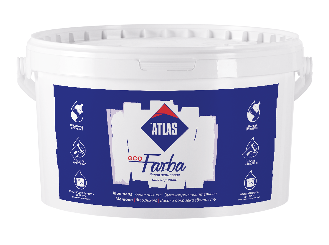 ATLAS EcoFarba akrylátový interiérový náter biely/10L - Parapetrol