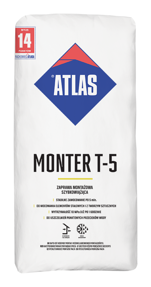 ATLAS Monter T-5 rýchlotvrdnúca montážna malta/25kg