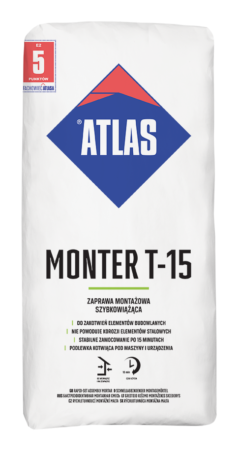 ATLAS Monter T-15 rýchlotvrdnúca montážna malta/25kg